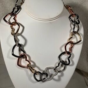 Multicolor Heart Link Necklace